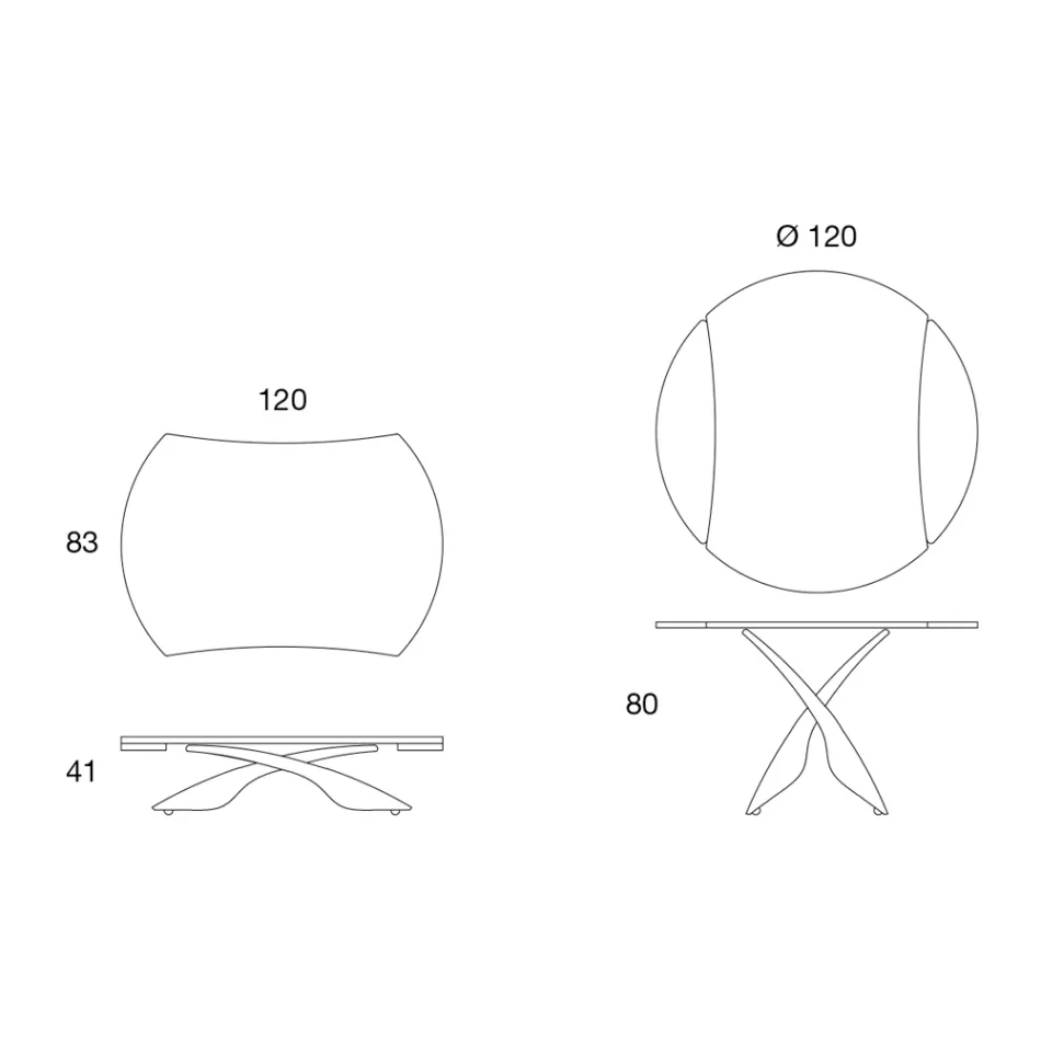 Transformowalny stolik kawowy w metalowym i szklanym stole do salonu - Giordano Viadurini