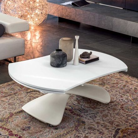 Transformowalny stolik kawowy w metalowym i szklanym stole do salonu - Giordano Viadurini