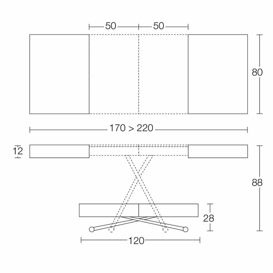 Nowoczesny rozkładany stolik kawowy z blatem z efektem Malta Made in Italy - Patroclus Viadurini