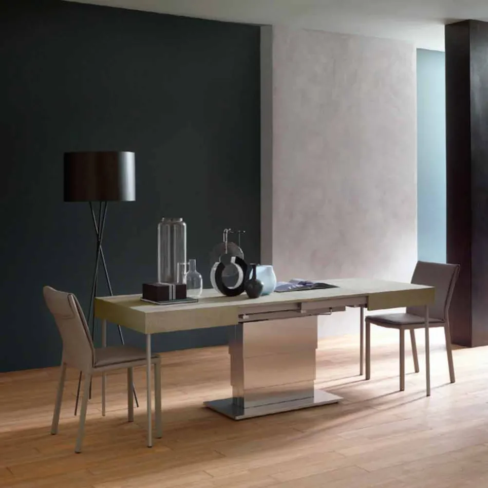 Nowoczesny, rozkładany stolik kawowy z blatem z efektem zaprawy Made in Italy - Salomon Viadurini