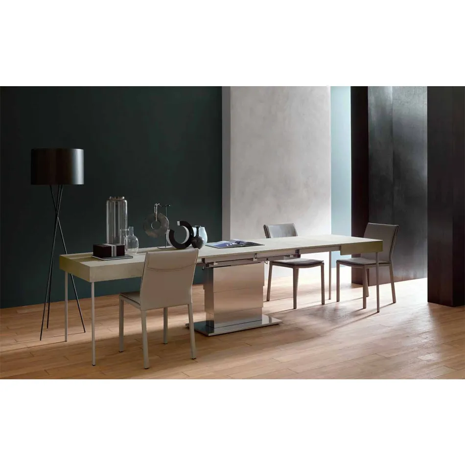 Nowoczesny, rozkładany stolik kawowy z blatem z efektem zaprawy Made in Italy - Salomon Viadurini