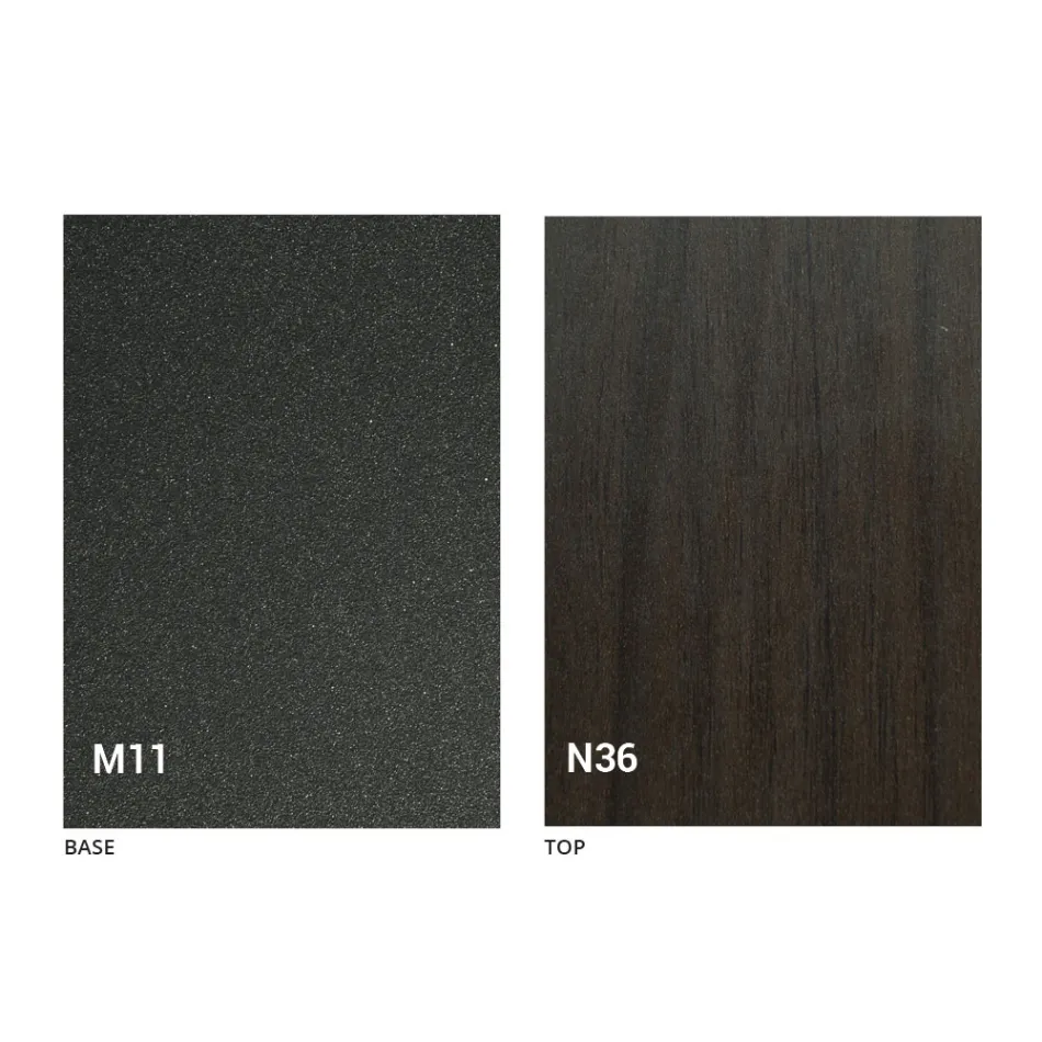 Nowoczesny, rozkładany stolik kawowy z grafitowego metalu i drewna - Sistocle Viadurini