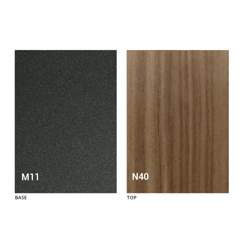 Nowoczesny, rozkładany stolik kawowy z grafitowego metalu i drewna - Sistocle Viadurini