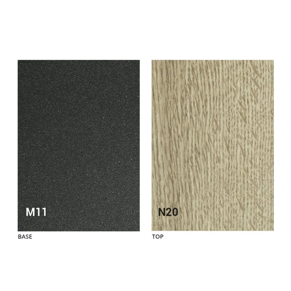 Nowoczesny, rozkładany stolik kawowy z grafitowego metalu i drewna - Sistocle Viadurini