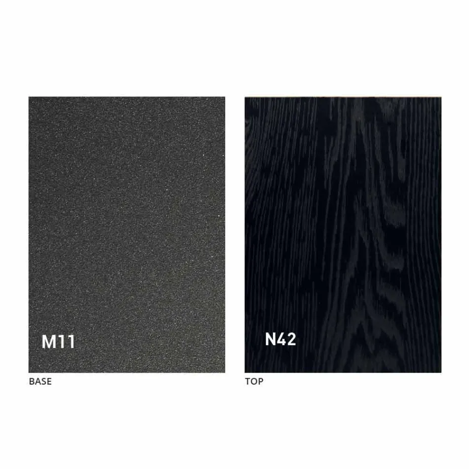 Nowoczesny, rozkładany stolik kawowy z grafitowego metalu i drewna - Sistocle Viadurini