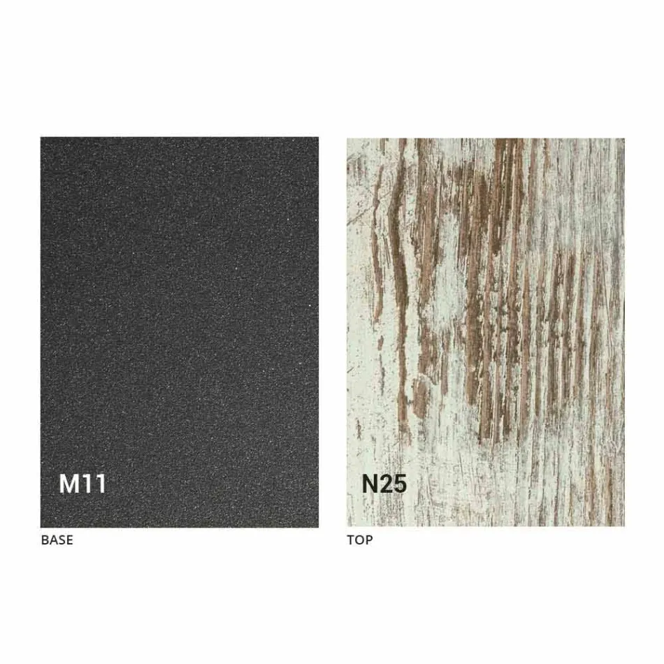 Nowoczesny, rozkładany stolik kawowy z grafitowego metalu i drewna - Sistocle Viadurini