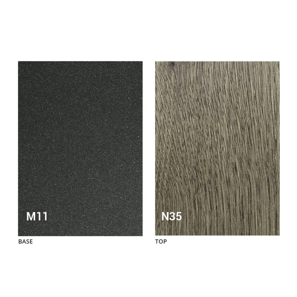 Nowoczesny, rozkładany stolik kawowy z grafitowego metalu i drewna - Sistocle Viadurini