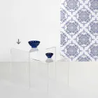 Nowoczesny design przezroczysty stół 50x50cm Terry Big, wyprodukowany we Włoszech Viadurini