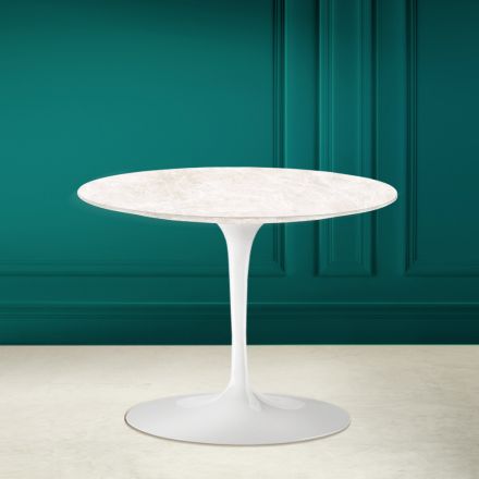 Tulipanowy stolik kawowy Eero Saarinen H 41 w ceramicznym kremie diamentowym Made in Italy - Scarlet Viadurini