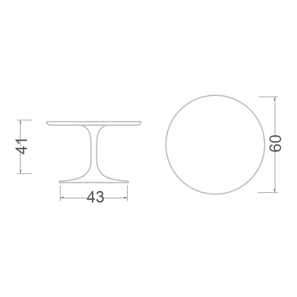 Stolik kawowy Tulip Eero Saarinen H 41 z polerowanej ceramiki, wyprodukowany we Włoszech - Scarlet Viadurini