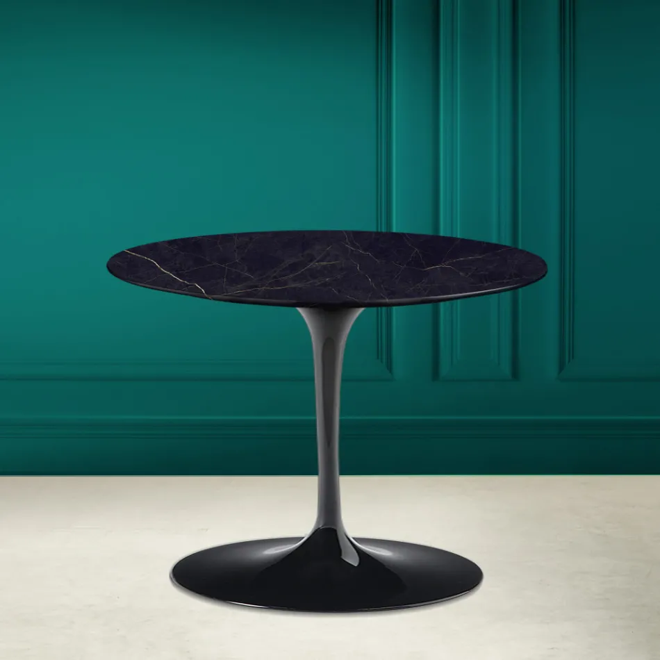 Tulipanowy stolik kawowy Eero Saarinen H 41 z ceramiki Noir Laurent Made in Italy - Scarlet Viadurini