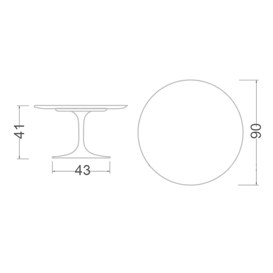 Tulipanowy stolik kawowy Eero Saarinen H 41 z szarej ceramiki kamiennej Made in Italy - Scarlet Viadurini