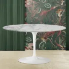 Eero Saarinen H 41 Owalny stolik kawowy tulipanowy z marmurowym blatem Arabescato Made in Italy - Scarlet Viadurini