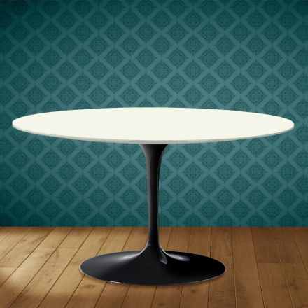 Stolik kawowy Tulip H 41 Eero Saarinen owalny z ceramiki Moonè Made in Italy - Scarlet Viadurini