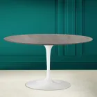Eero Saarinen H 41 Owalny stolik kawowy tulipanowy z szarej ceramiki kamiennej Made in Italy - Scarlet Viadurini