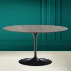 Eero Saarinen H 41 Owalny stolik kawowy tulipanowy z szarej ceramiki kamiennej Made in Italy - Scarlet Viadurini