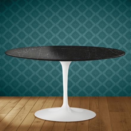 Stolik kawowy Eero Saarinen H 41 Oval Tulip z ceramiki Somnia Made in Italy - Scarlet Viadurini