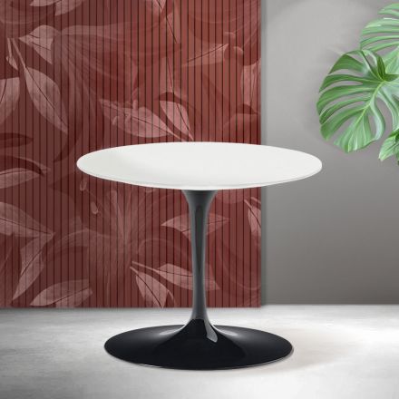 Stolik kawowy Saarinen Tulip, wys. 39 cm, matowa biel, ceramika Florim - szkarłat Viadurini