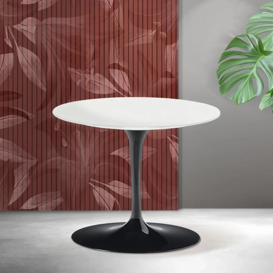 Stolik kawowy Saarinen Tulip, wys. 39 cm, matowa biel, ceramika Florim - szkarłat Viadurini