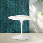 Stolik kawowy Saarinen Tulip, wys. 39 cm, z błyszczącej ceramiki Calacatta Gold Florim w kolorze szkarłatnym Viadurini