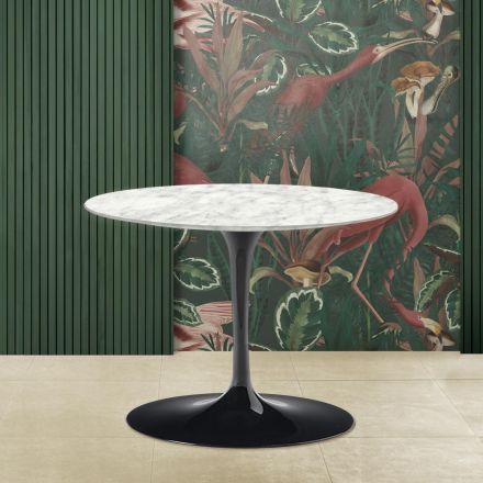 Tulip Saarinen H 39 Owalny Stolik Kawowy z Marmurowym Blatem Carrara Made in Italy - Scarlet Viadurini