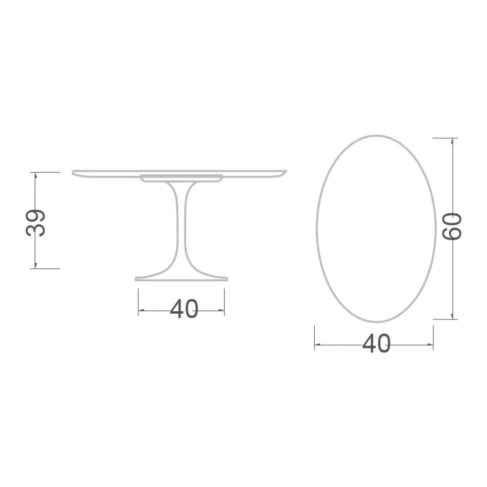 Tulip Saarinen H 39 Owalny stolik kawowy z czarnego marmuru MARquinia Made in Italy Viadurini