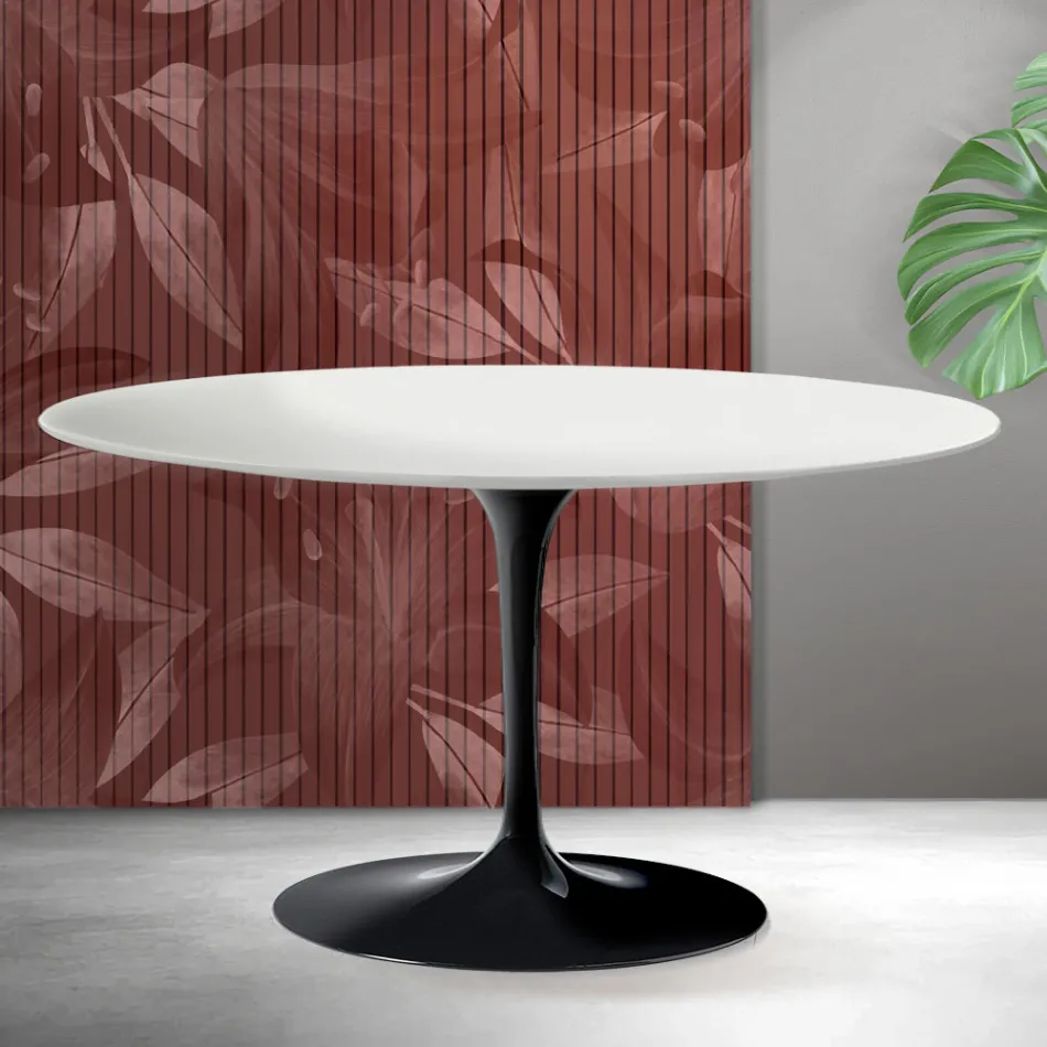 Stolik kawowy Saarinen Tulip, wys. 41 cm, matowa biel, ceramika Florim - szkarłat Viadurini