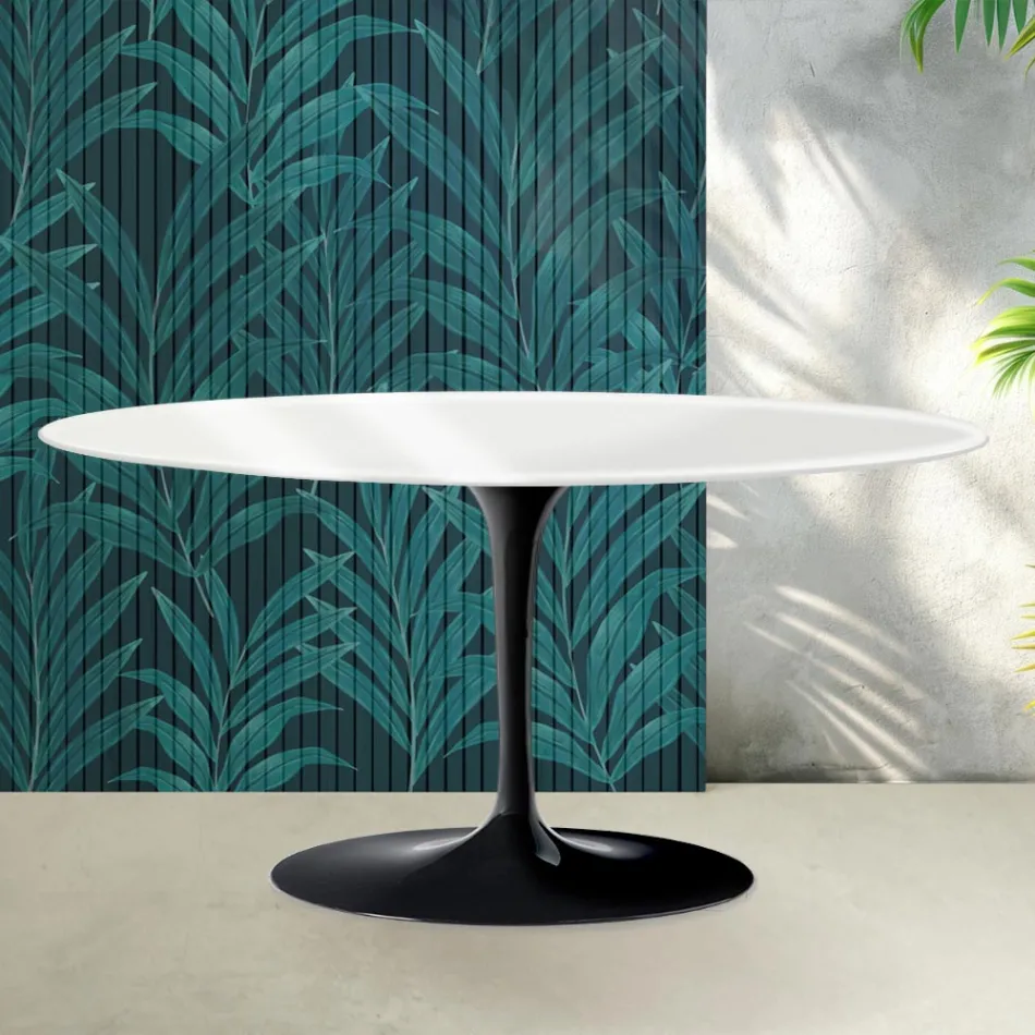 Stolik kawowy Saarinen Tulip, wys. 41 cm, w połyskującej białej ceramice Florim - szkarłatny Viadurini