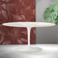 Stolik kawowy Saarinen Tulip, wys. 41 cm, z ceramiki Florim Calacatta Gold Matt - Scarlet