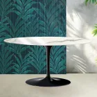 Stolik kawowy Saarinen Tulip H 41 cm z błyszczącej ceramiki Statuario Florim w kolorze szkarłatnym Viadurini