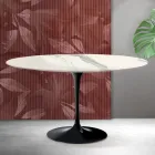 Stolik kawowy Saarinen Tulip H 41 cm z matowej ceramiki Florim Statuario w kolorze szkarłatnym Viadurini
