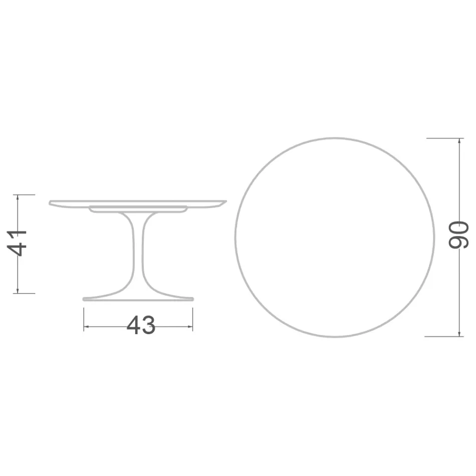 Stolik kawowy Tulip Saarinen H 41 z blatem z czarnego płynnego laminatu Made in Italy - Scarlet Viadurini