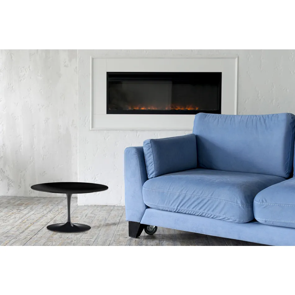 Stolik kawowy Tulip Saarinen H 41 z blatem z czarnego płynnego laminatu Made in Italy - Scarlet Viadurini