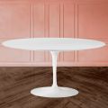 Owalny stolik kawowy Tulip Saarinen z białego płynnego laminatu H 41 Made in Italy - Scarlet