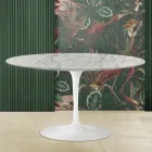 Stolik kawowy Tulip Saarinen H 41 w marmurze Statuarietto Carrara Made in Italy - Scarlet Viadurini