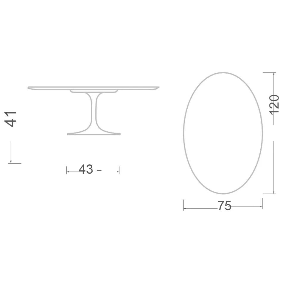 Tulip Saarinen H 41 Owalny Stolik Kawowy z Niewidocznym Ceramicznym Blatem Select Viadurini