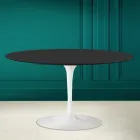 Tulip Saarinen H 41 Owalny stolik kawowy z czarnym miękkim ceramicznym blatem Made in Italy - Scarlet Viadurini