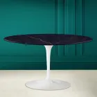 Owalny stolik kawowy Tulip Saarinen H 41 z ceramicznym blatem Noir Laurent Viadurini