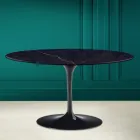 Owalny stolik kawowy Tulip Saarinen H 41 z ceramicznym blatem Noir Laurent Viadurini