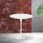 Stolik kawowy Saarinen Tulip, wys. 52 cm, matowa biel, ceramika Florim, szkarłat Viadurini