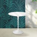Stolik kawowy Saarinen Tulip H 52 cm w połyskującej białej ceramice Florim - Scarlet