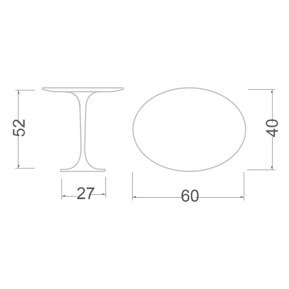 Stolik kawowy Tulip Saarinen H 52 z owalnym blatem z białego płynnego laminatu Made in Italy - Scarlet Viadurini