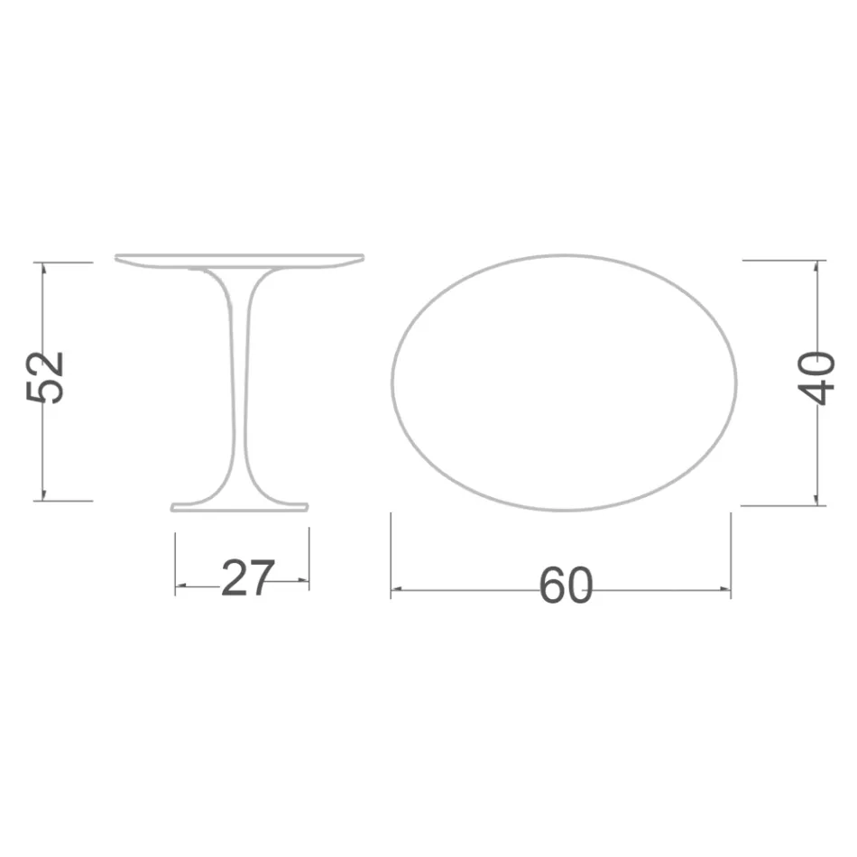 Stolik kawowy Tulip Saarinen H 52 z owalnym blatem ze złotego marmuru Caracatta Made in Italy - Scarlet Viadurini