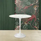 Stolik kawowy Tulip Saarinen H 52 z owalnym blatem z marmuru Carrara Made in Italy - Scarlet Viadurini