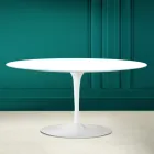 Owalny stolik kawowy Tulip Saarinen H 41 w kolorze Absolute White Made in Italy - Scarlet Viadurini