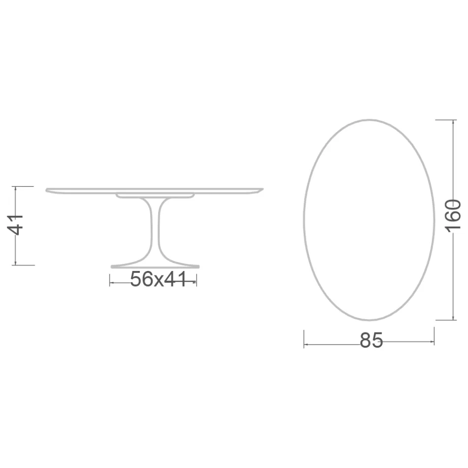Owalny stolik kawowy Tulip Saarinen H 41 z diamentowej kremowej ceramiki Made in Italy - Scarlet Viadurini