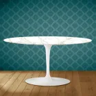 Owalny stolik kawowy Tulip Saarinen H 41 z ceramiki Entzo Made in Italy - Scarlet Viadurini