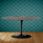 Owalny stolik kawowy Tulip Saarinen H 41 z ceramiki Kira Made in Italy - Scarlet Viadurini