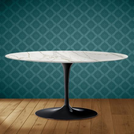 Stolik kawowy Saarinen Tulip, owalny, wys. 41 cm, błyszcząca ceramika, wyprodukowano we Włoszech – szkarłatny Viadurini