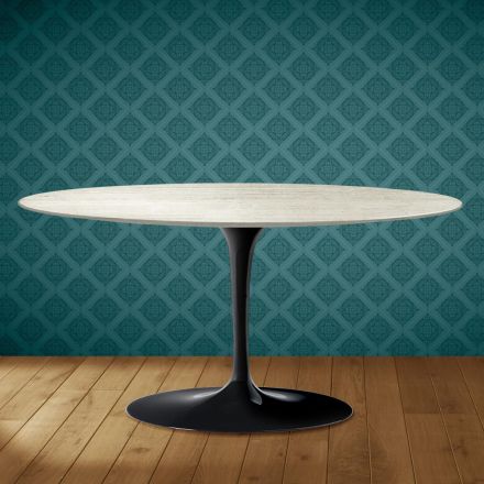 Stolik kawowy Saarinen Tulip, owalny, wys. 41 cm, ceramika Marmorio, wyprodukowano we Włoszech - szkarłatny Viadurini